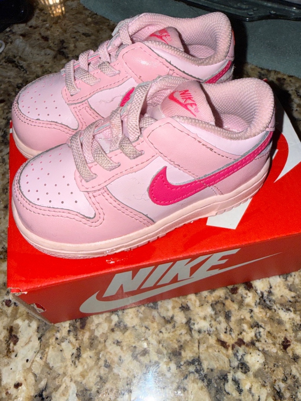Nike Kids Pink and Hot Pink Dunk Sneakers